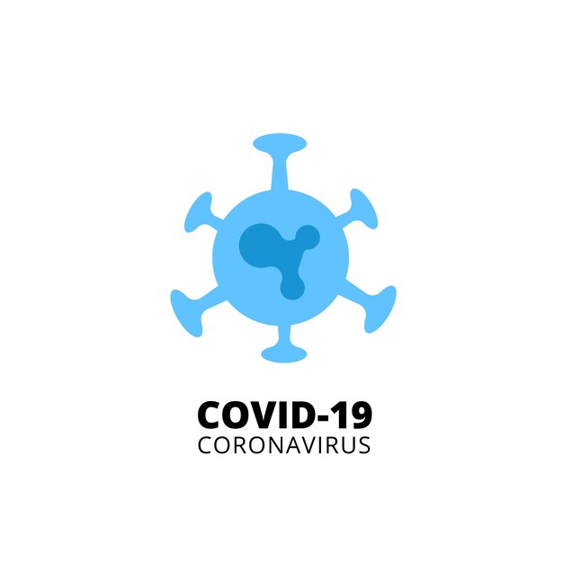 Plantilla de logotipo azul covid-19