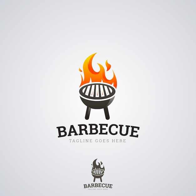 Plantilla de logotipo de barbacoa degradado