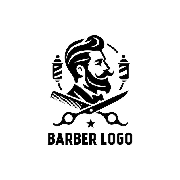 plantilla de logotipo de barbería Vector peinado y tijeras plantilla de vector de logotipo Vintage Barbería
