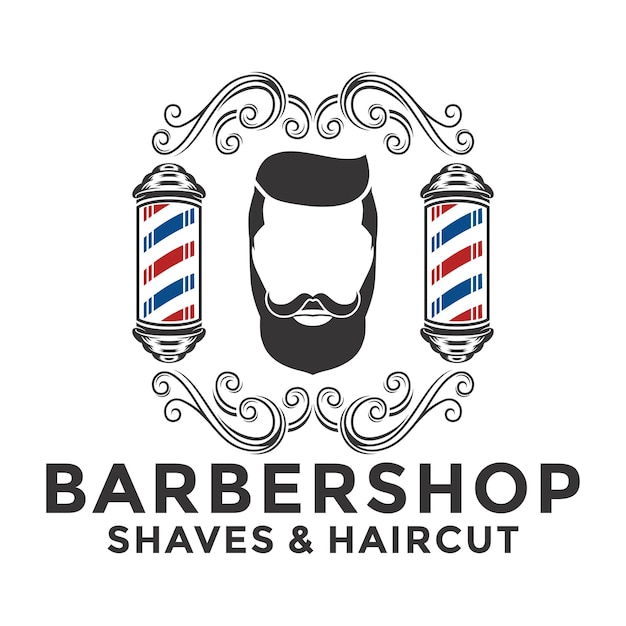plantilla de logotipo de barbería vintage en fondo blanco aislado