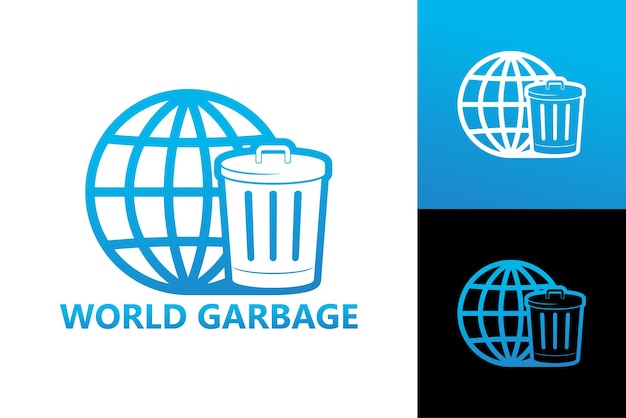 Plantilla de logotipo de basura mundial vector premium