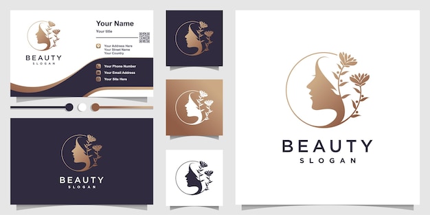 Plantilla de logotipo de belleza con concepto creativo Vector Premium