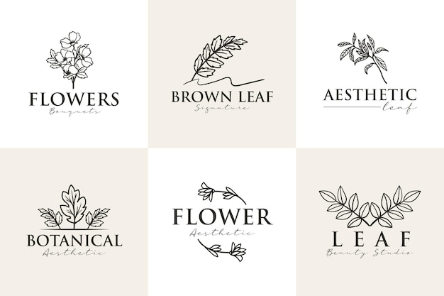 plantilla de logotipo de belleza estética botánica femenina