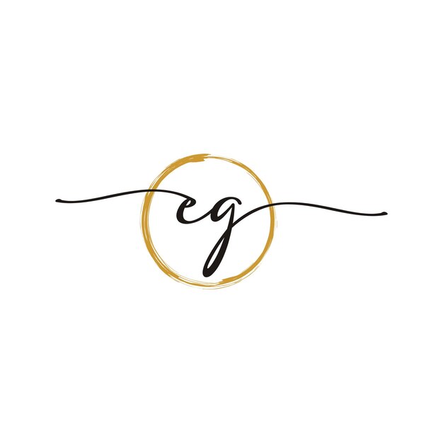 Plantilla de logotipo de belleza de letra de guión inicial EG