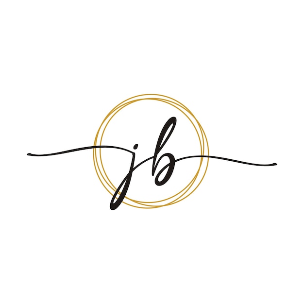 Plantilla de logotipo de belleza con letra de guión inicial Gold JB