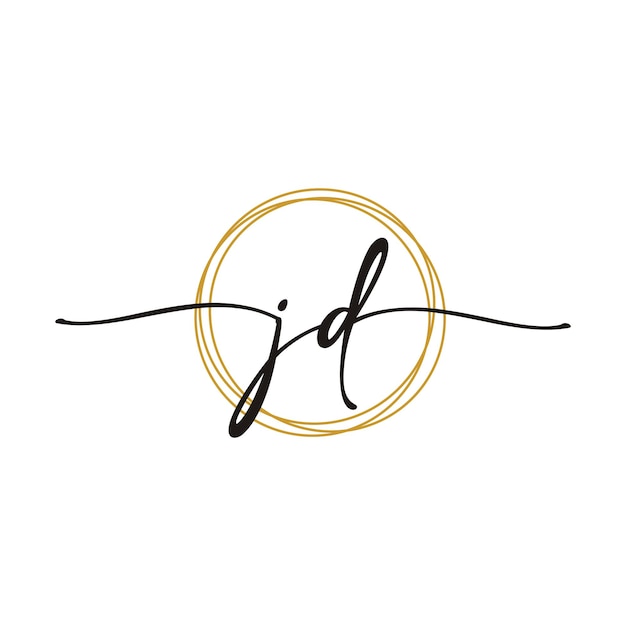 Plantilla de logotipo de belleza con letra de guión inicial Gold JD