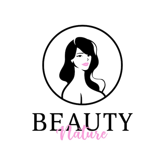 Plantilla de logotipo de belleza natural con silueta de mujer