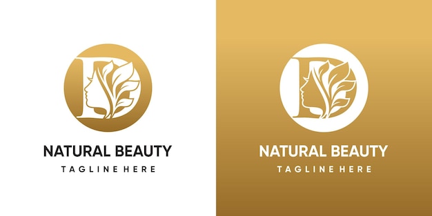 plantilla de logotipo de belleza de la naturaleza vectorial con la letra D concepto de vector premium.