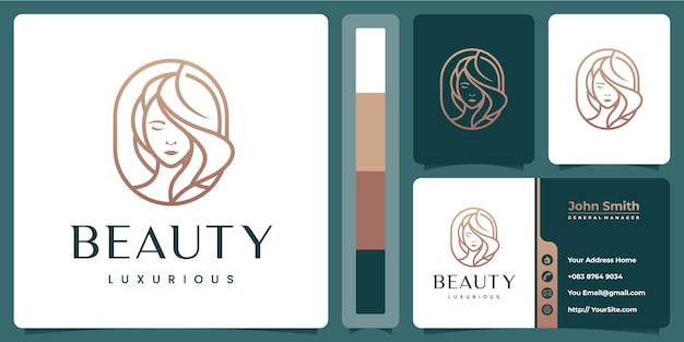 Plantilla de logotipo de belleza con tarjeta de visita