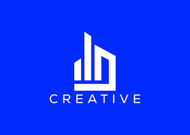 plantilla de logotipo de bienes raíces para el hogar creativo y minimalista logotipo de Blue Building House