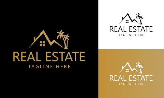 Plantilla de logotipo de bienes raíces con insignias premium de estilo creativo dorado para Realtor Logo Vendido Vector