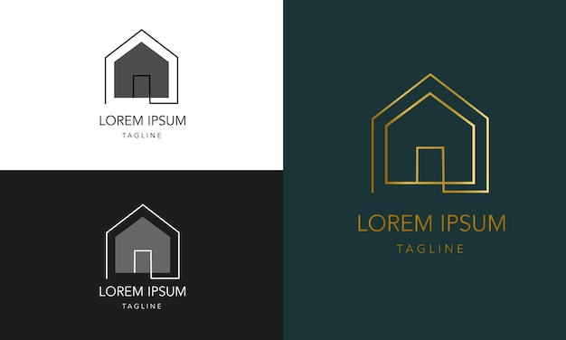 Plantilla de logotipo de bienes raíces con insignias premium de estilo creativo dorado para Realtor Logo Vendido Vector