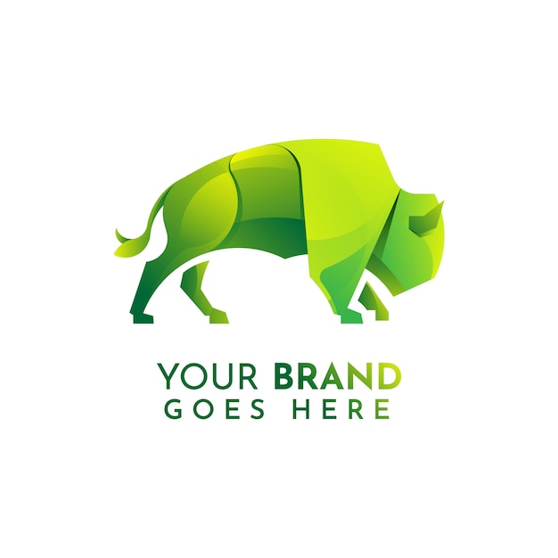 Plantilla de logotipo bison plana