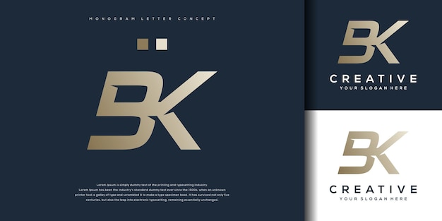 Plantilla de logotipo BK de letra de monograma abstracto