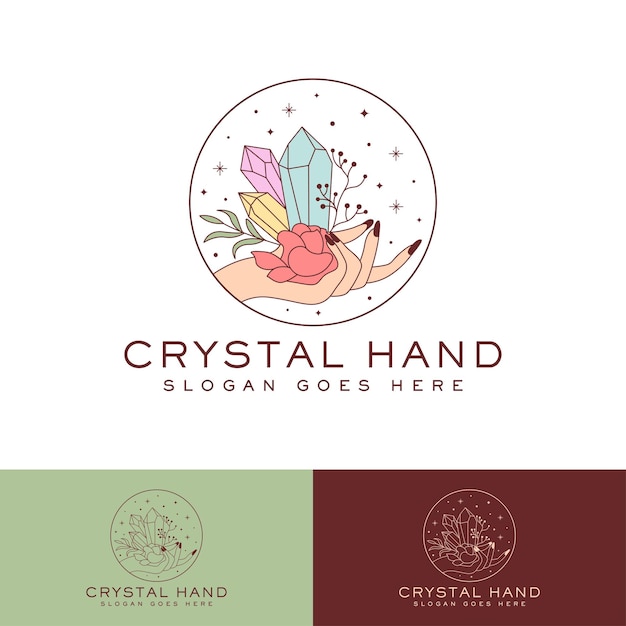 Plantilla de logotipo boho elegante de mano de cristal