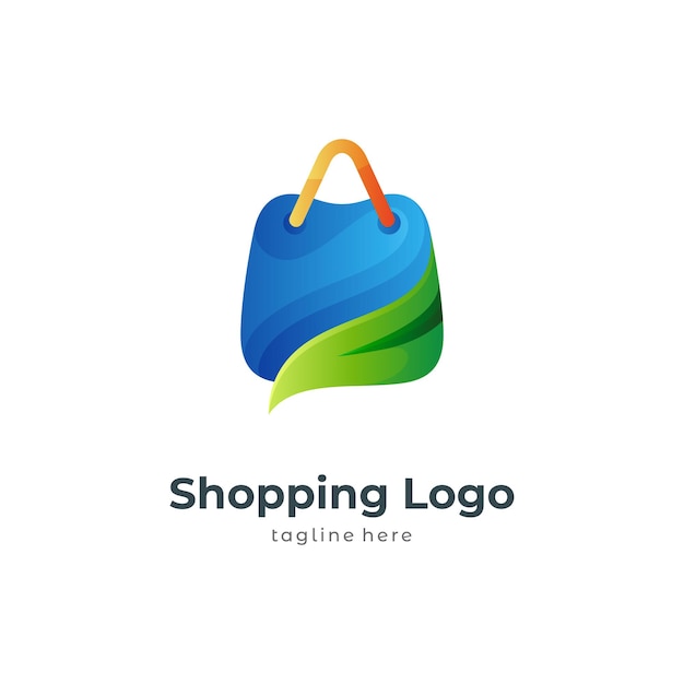 Plantilla de logotipo de bolsa de compras ecológica