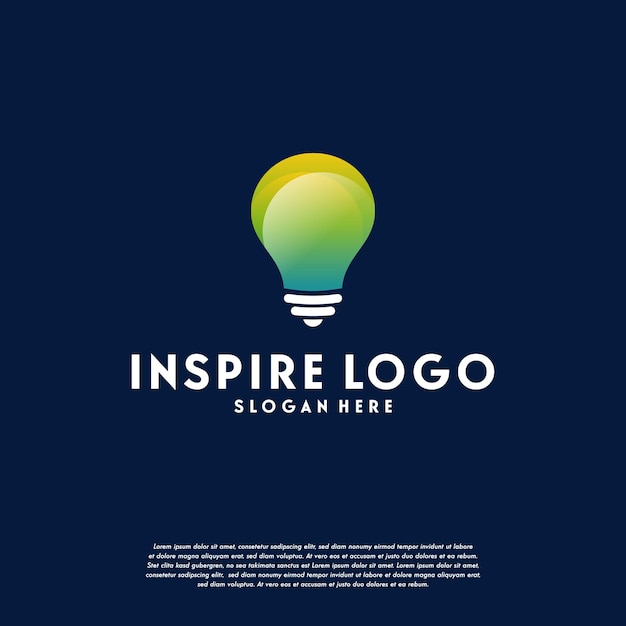 Plantilla de logotipo de bombilla creativa, símbolo de logotipo inteligente, icono de símbolo de logotipo inspire