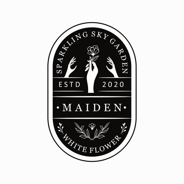 Plantilla de logotipo botánico femenino dibujado a mano