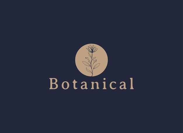 Plantilla de logotipo botánico femenino dibujado a mano