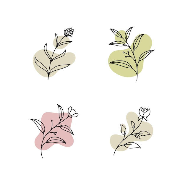 Plantilla de logotipo botánico de vector en elegante dibujo a mano y estilo minimalista. Flor de objeto aislado Para insignias, logotipos y marcas.