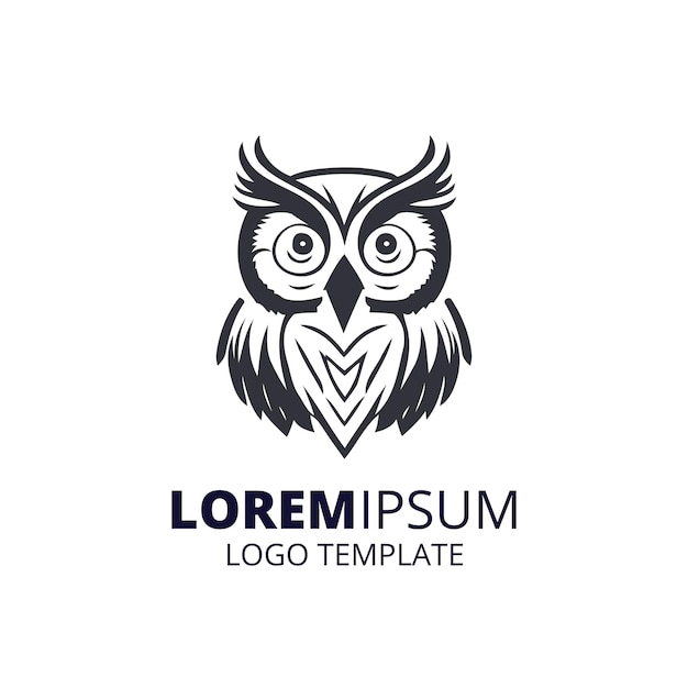 Plantilla de logotipo de búho Cabeza de logotipo de animal mínimo Ilustración vectorial