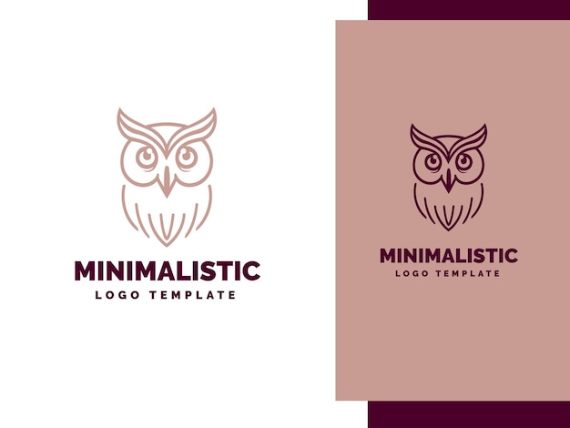 Plantilla de logotipo de búho mínimo Cabeza de animal Logotipo mínimo Ilustración de búho Logotipo de arte de línea minimalista