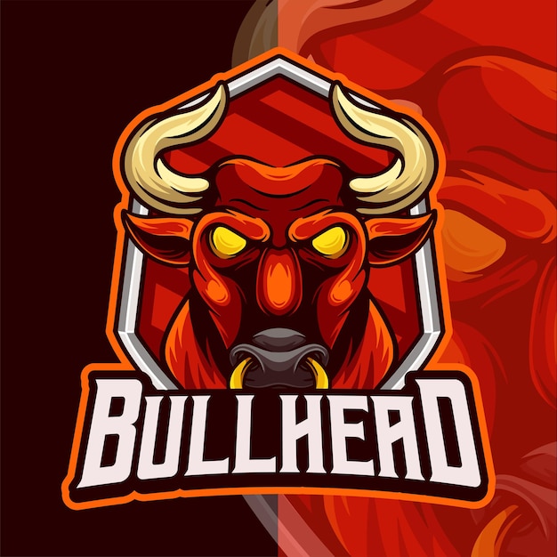 Plantilla de logotipo de Bull Head Mascot Esport