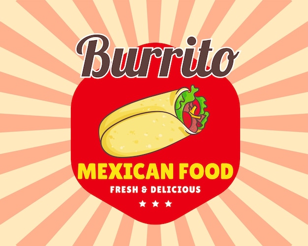 Vector plantilla de logotipo de burrito mexicano estilo retro vintage