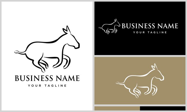 Plantilla de logotipo de burro de arte lineal