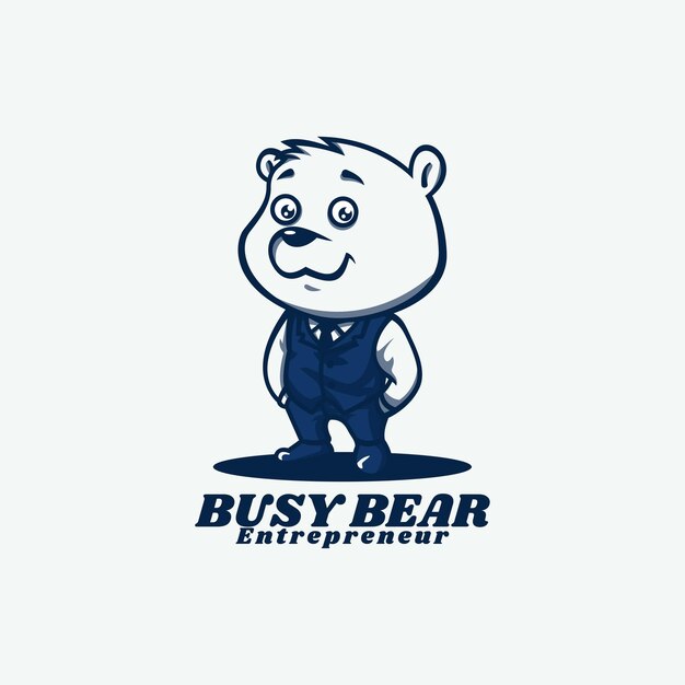 Plantilla de logotipo de busy bear mascot cartoon style