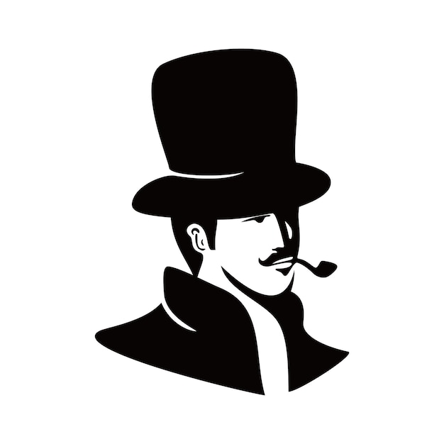 Plantilla de logotipo de caballero hombre con sombrero silueta símbolo de signo ilustración vectorial