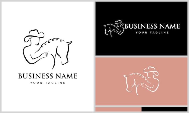 Plantilla de logotipo de caballo de arte de línea