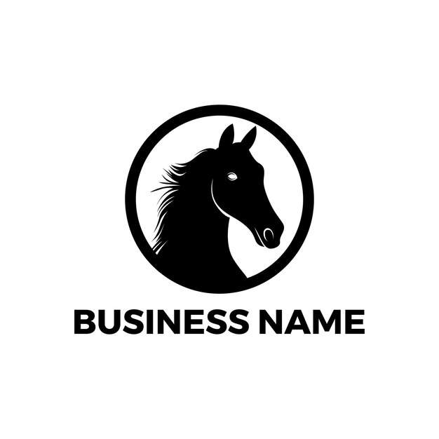 plantilla de logotipo de caballo negro circular