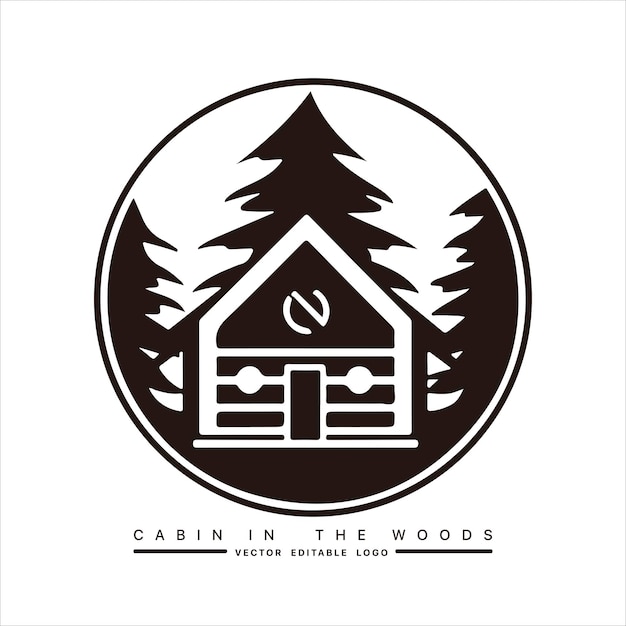 Vector plantilla de logotipo de cabaña de madera ilustración vectorial de cabañas en el bosque logotipo de alquiler de cabaños chalet en el bosque pegatina