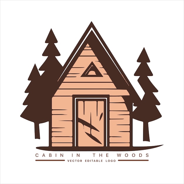 Plantilla de logotipo de cabaña de madera ilustración vectorial de cabañas en el bosque logotipo de alquiler de cabaños chalet en el bosque pegatina