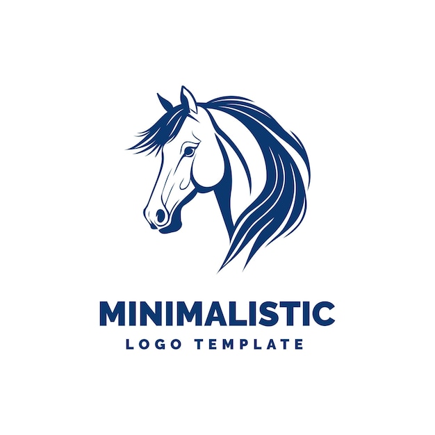 Plantilla Logotipo Cabeza Caballo Icono Logotipo Caballo Logotipo Semental Azul Aislado