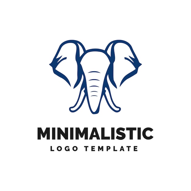 Plantilla de logotipo de cabeza de elefante Icono de logotipo mínimo de elefante lindo Logotipo de silueta de elefante aislado