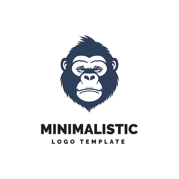 Plantilla Logotipo Cabeza Gorila Mínimo Lindo Icono Logotipo Mono Cabeza Gorila