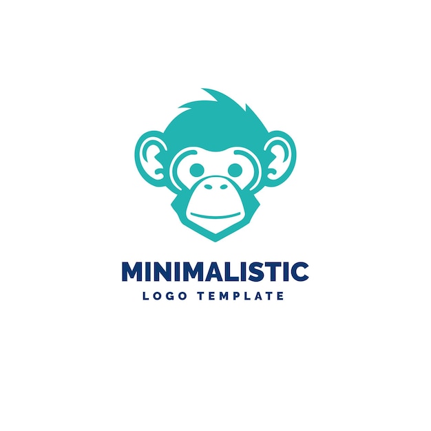 Plantilla de logotipo de cabeza de mono Icono de logotipo mínimo de gorila lindo Logotipo de chimpancé lindo aislado