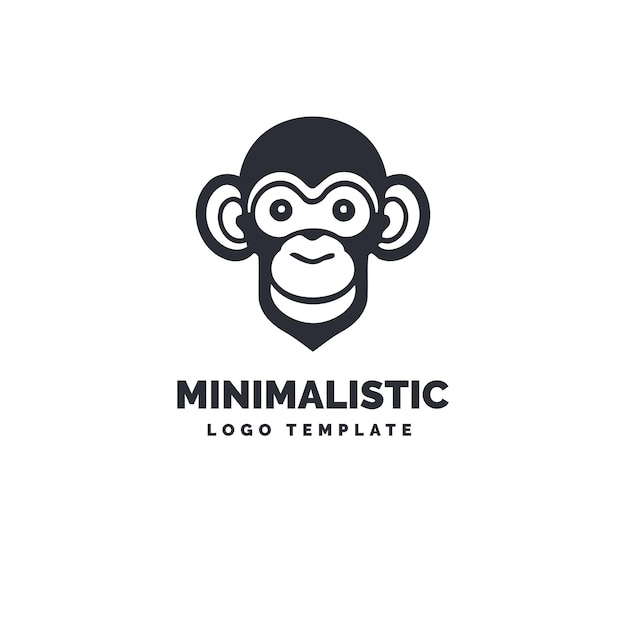 Vector plantilla de logotipo de cabeza de mono icono de logotipo mínimo de gorila lindo logotipo de chimpancé lindo aislado