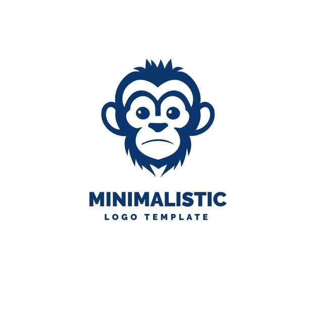 La plantilla del logotipo de la cabeza de mono El icono del logotipo mínimo del mono el icono del mono el logotipo del mono aislado