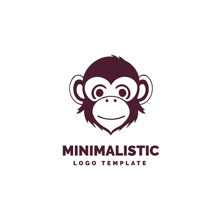 Vector la plantilla del logotipo de la cabeza de mono el icono del logotipo mínimo del mono el icono del mono el logotipo del mono aislado