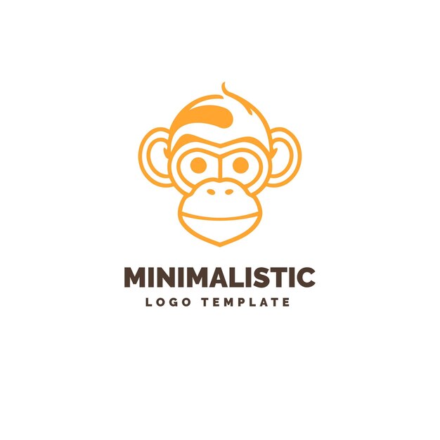 La plantilla del logotipo de la cabeza de mono El icono del logotipo mínimo del mono el icono del mono el logotipo del mono aislado