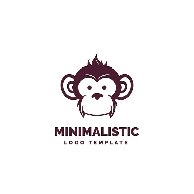 Vector plantilla de logotipo de cabeza de mono icono de logotipo mínimo de mono lindo logotipo de mono lindo aislado
