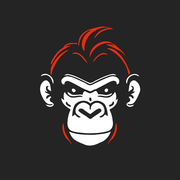 Plantilla de logotipo de cabeza de mono rojo y blanco