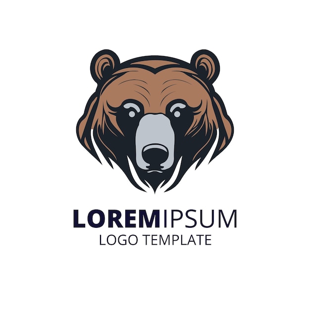 Vector plantilla de logotipo de cabeza de oso mascota de oso logotipo de cabeza de oso diseño minimalista