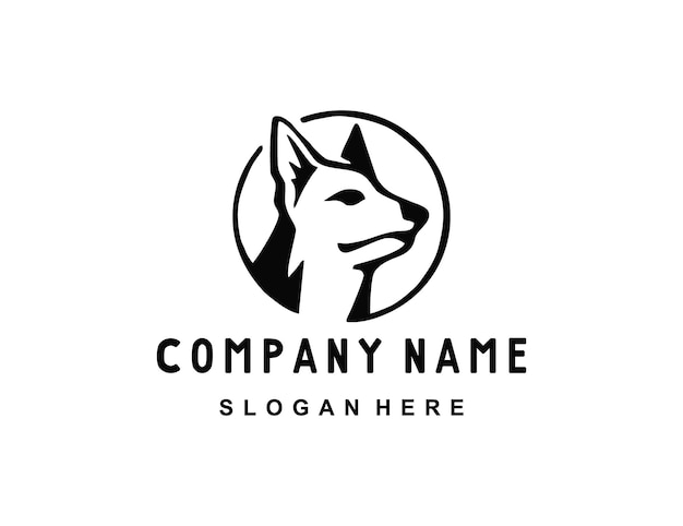 Plantilla de logotipo de cabeza de perro handdrawn vintage