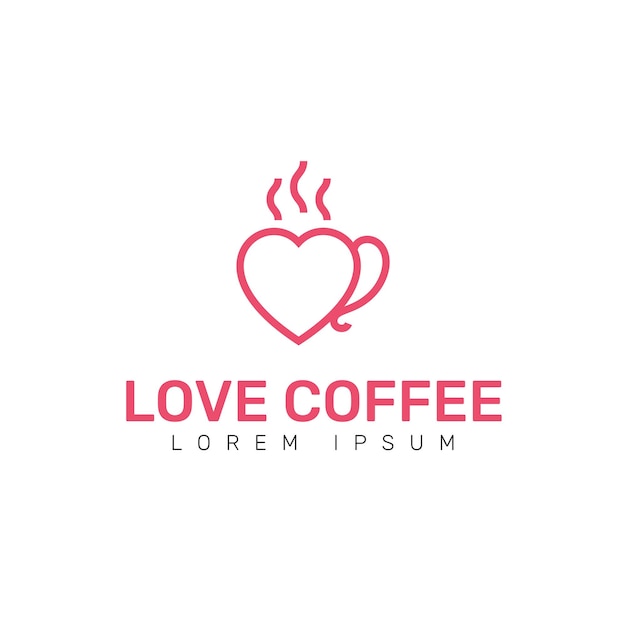 Plantilla de logotipo de café de amor