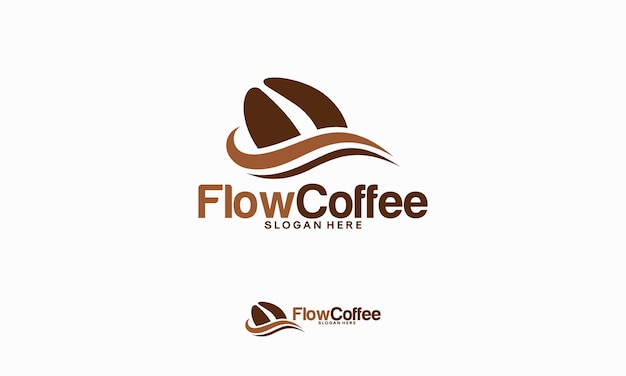 Plantilla de logotipo de café de flujo, concepto de diseños de logotipo de café dulce, vector de plantilla de logotipo de bebida de café