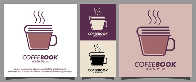 Plantilla de logotipo de café y libro